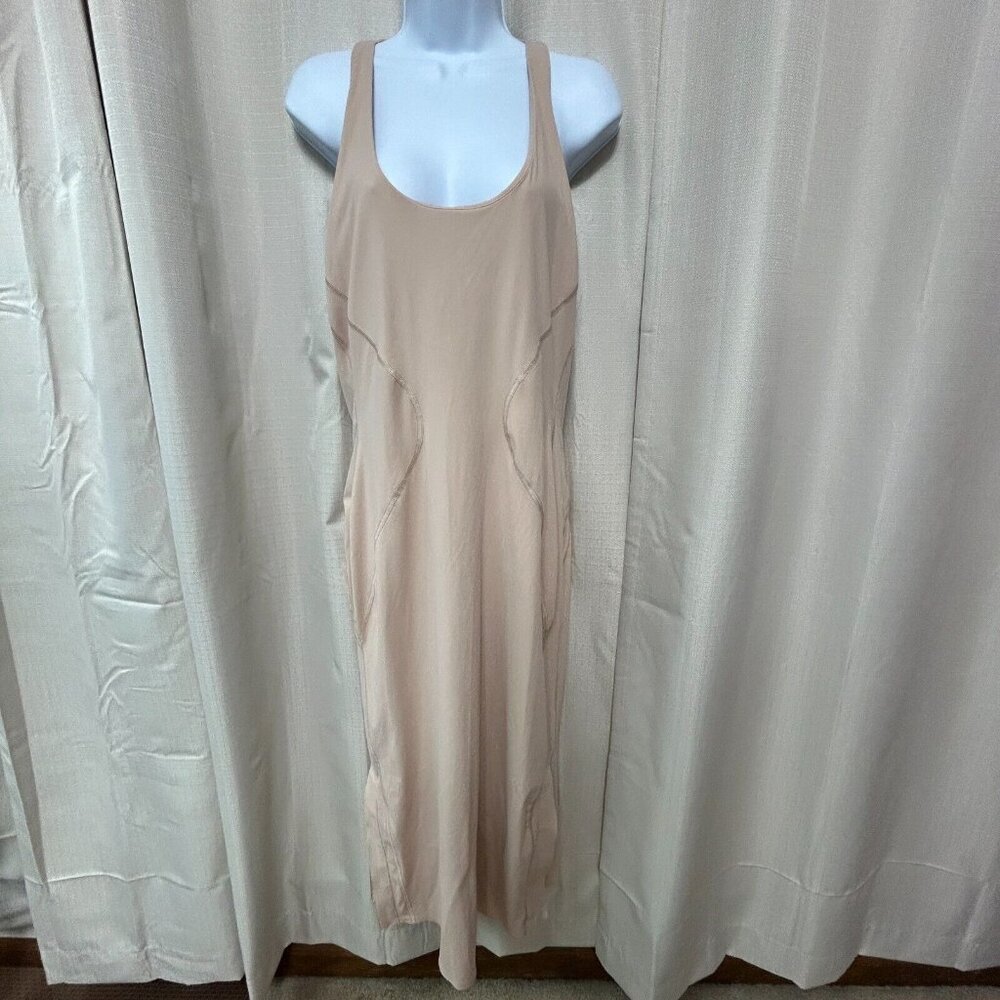 CRK + Vimmia Activewear Midi Tank Dress Women's Size XL Nude Zipper Side Vent